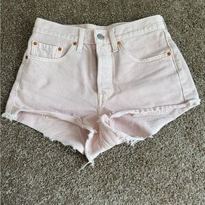 Levi's Pink Jean Shorts High-Waisted Distressed